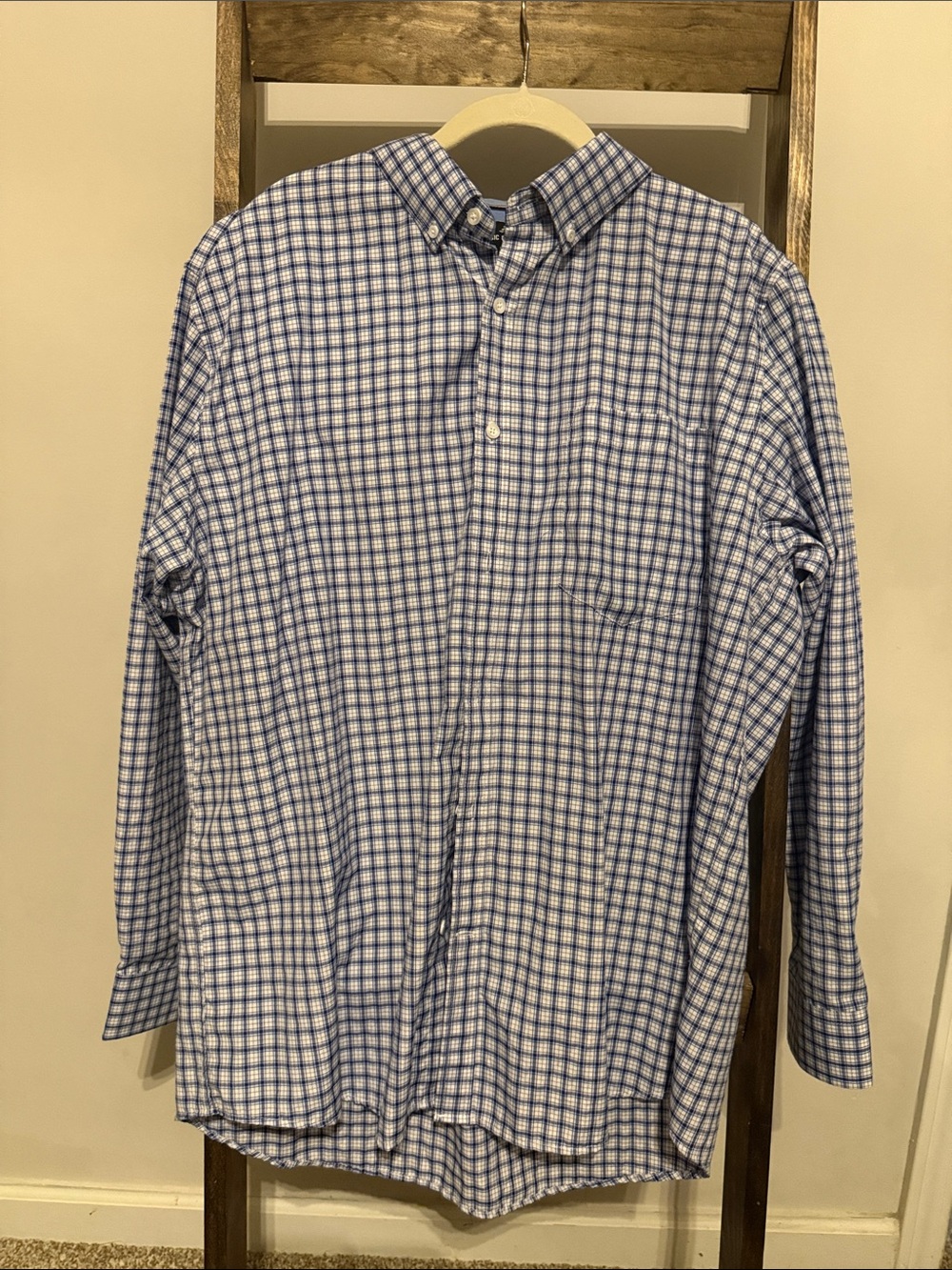 IC COLLECTION Blue & White Checked Button-Down Dress Shirt
